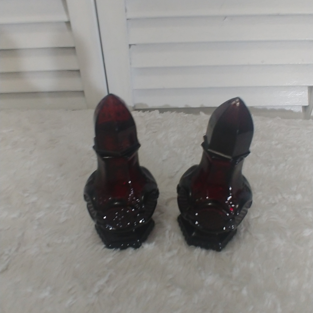 Vintage Avon Salt & Pepper ruby red glass.
